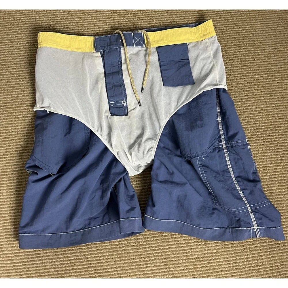 Polo By Ralph Lauren Mens‎ Trunks M Blue Swim Cargo Shorts Mesh Lined